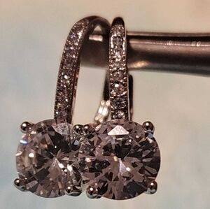 Sterling Silver CZ leverback earrings